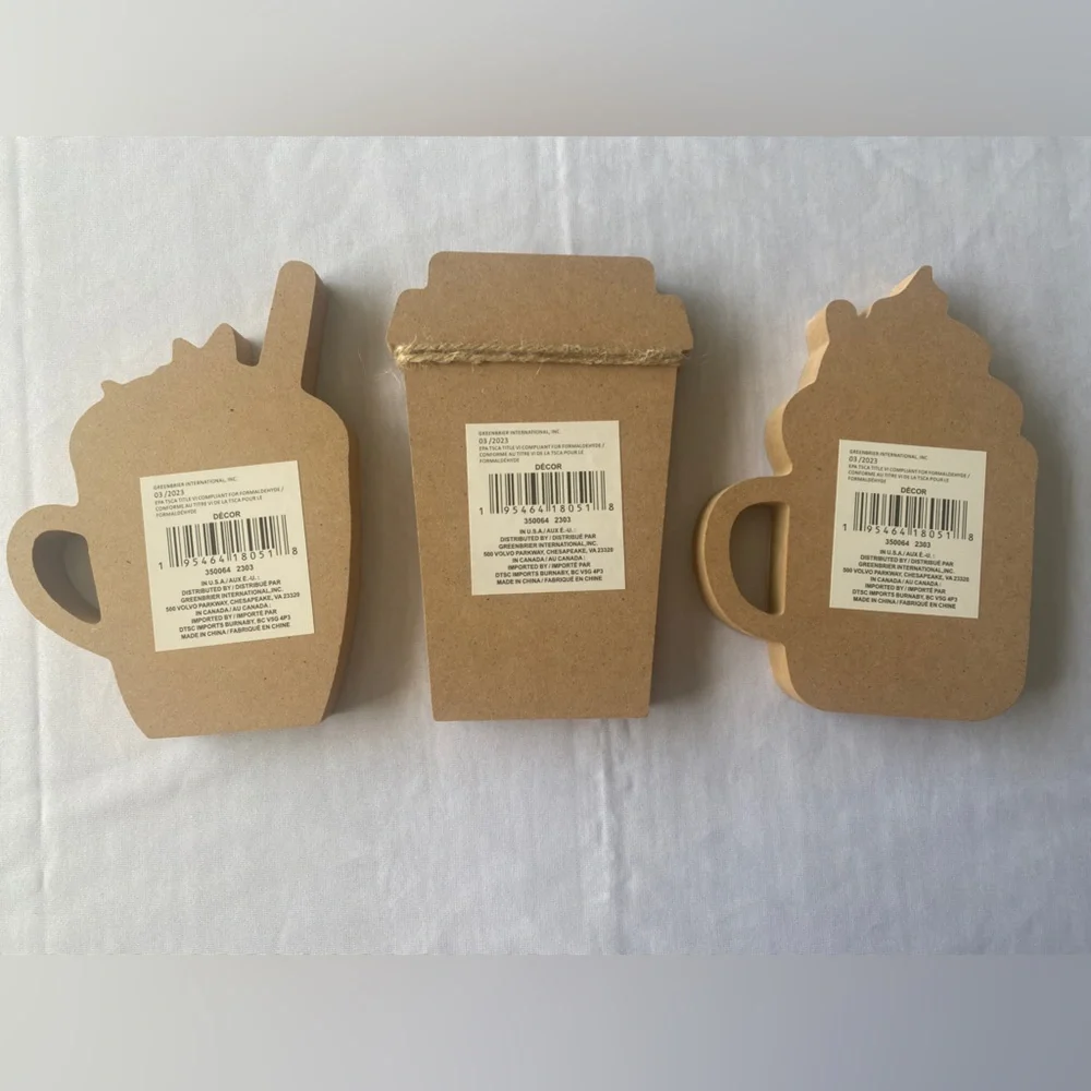 3Pcs Fall Season Chunky‎ Wood Decor Coffee Mugs Happy Pumpkin Spice Season Happy